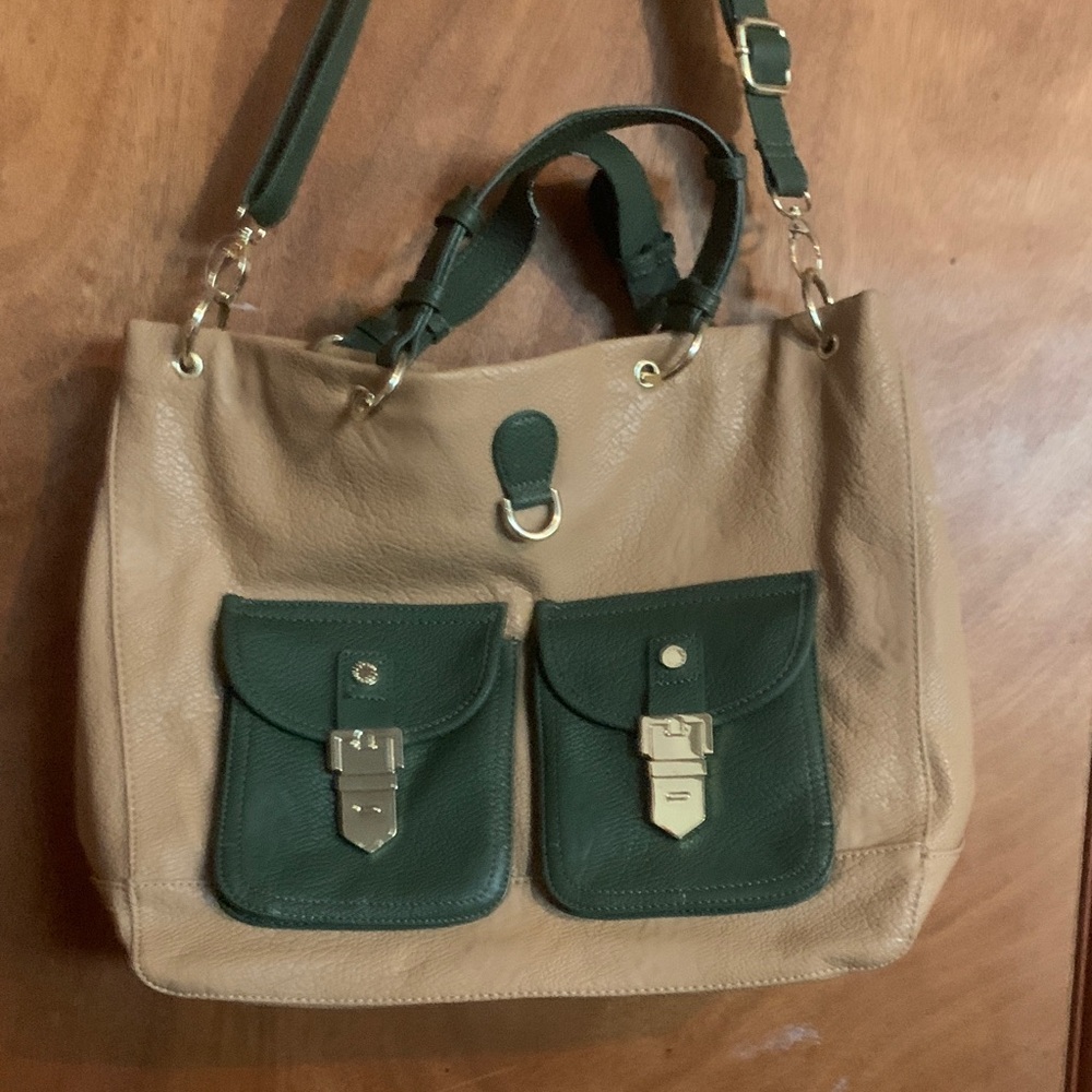 Steve Madden Shoulder Bag Tan with Dark Green